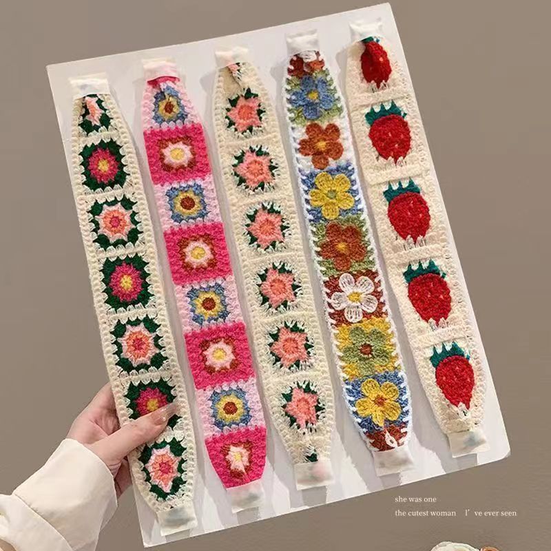 赵露思同款针织刺绣魔术贴发带女夏刘海碎发整理神器田园少女发带