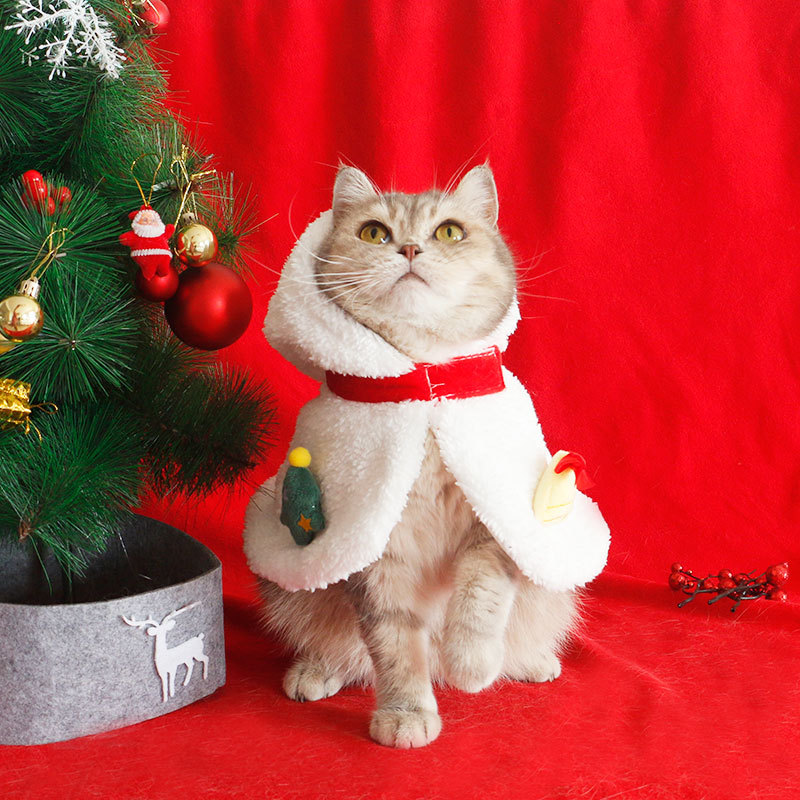 宠物衣服新款秋装泰迪比熊博美斗篷猫狗通用可爱保暖圣诞雪人披风