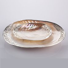 天然贝壳托盘展示道具网红盘银托盘果盘茶几装饰品水果海螺高端