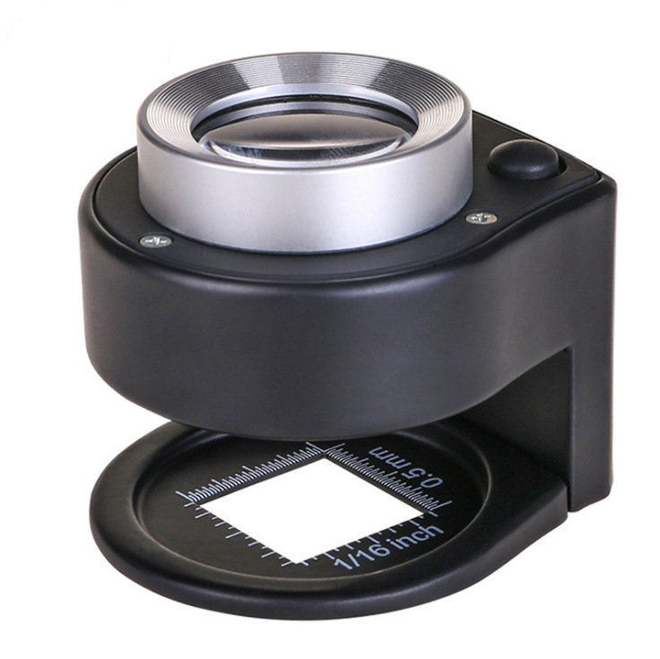 30倍全金属纺织布料印刷网格鸽眼带6led验钞灯刻度尺放大镜2016