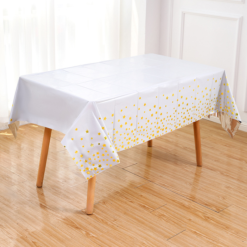 Factory in Stock Pet Aluminum Film Disposable Bronzing Five-Pointed Star Tablecloth Birthday Party Party Decoration Tablecloth