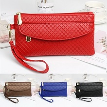 Red Black Leather Clutch Purse Women's Wallets Fallow L