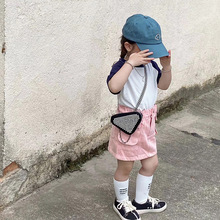 潮酷洋气儿童包包时尚女童宝宝三角包女孩外出配饰镶钻链条斜挎包