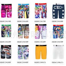 ETHIKA2023新款男士涤纶印花透气紧身防磨中长平角裤内裤四角裤