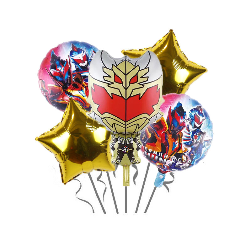 Cross-Border Cartoon Armor Warrior Children's Birthday Party Decoration Aluminum Film Package Balloon with Tile Emperor Arrangement Articles