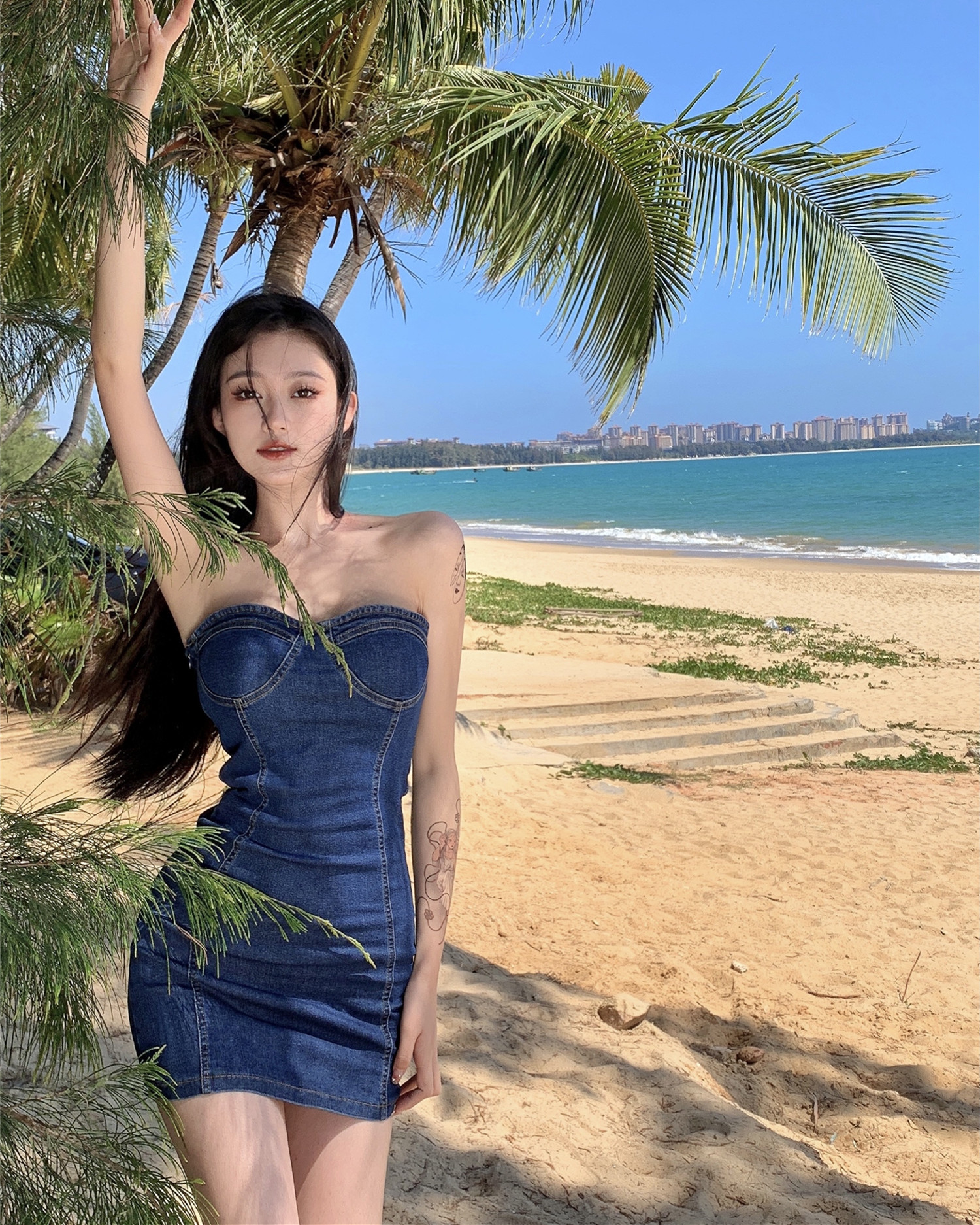 连衣裙女韩版紧身性感纯欲风抹胸牛仔裙2022夏季新款a字包臀短裙