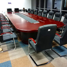 椭圆形会议桌长桌大型商务油漆贴实木皮会议台培训桌开会桌椅组合