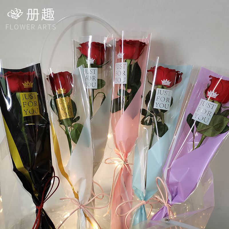 new crown triangle single rose packaging bag single bag rose bag matte gold thread single bag flower packaging