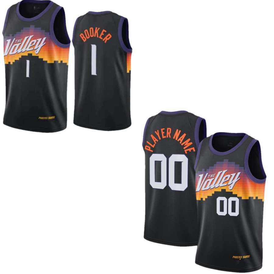 2021新款太阳队球衣  1# booker 3# paul 22#   刺绣篮球服批发