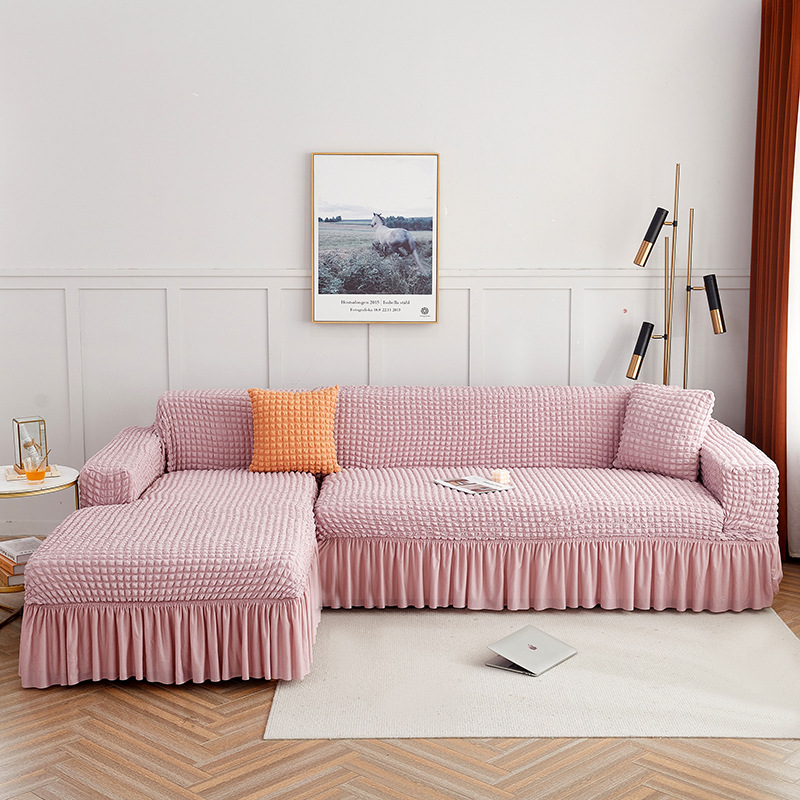 [Elxi] Bubble Grid Sofa Cover Combination Sofa Amazon Cross-Border High Elasticity L-Type Sofa Slipcover Wholesale