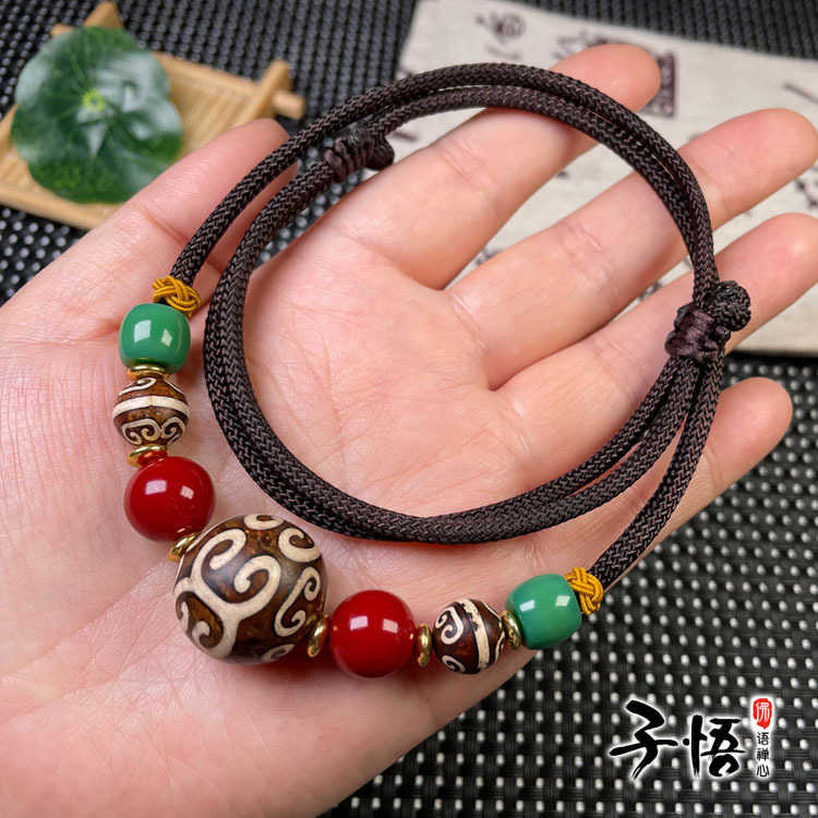 原创饰品藏式20mm回纹天珠锁骨链 民族风珠饰项链饰品批发-阿里巴巴