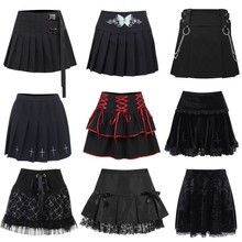 women girls skirt punk mini sexy black lace pleated clothes