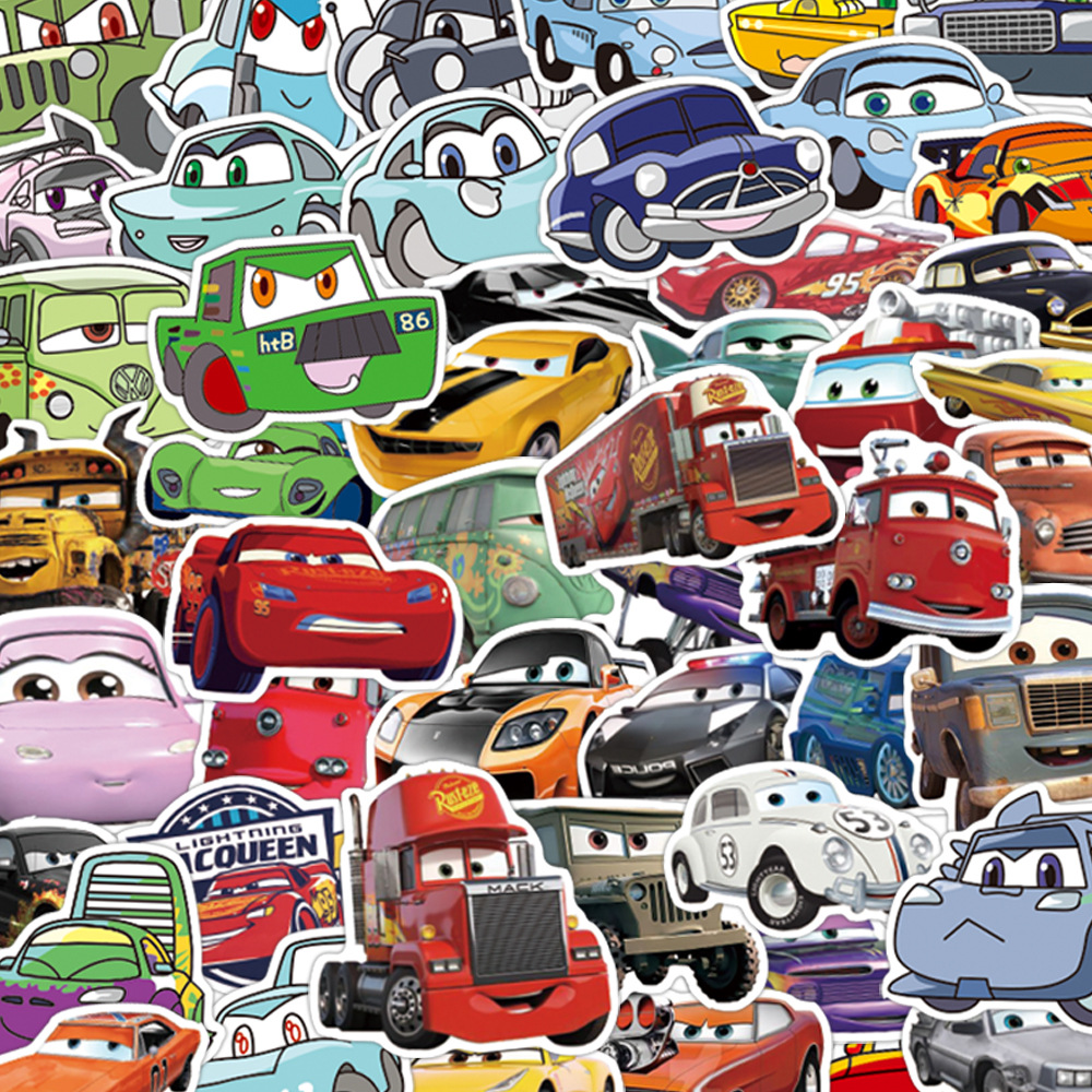 50张卡通动画片汽车总动员动漫儿童奖励创意文具笔记本装饰贴纸