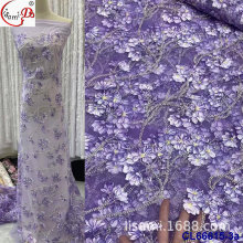 贴布绣串珠网纱蕾丝DIY性感礼服面料 bridal beans lace fabric