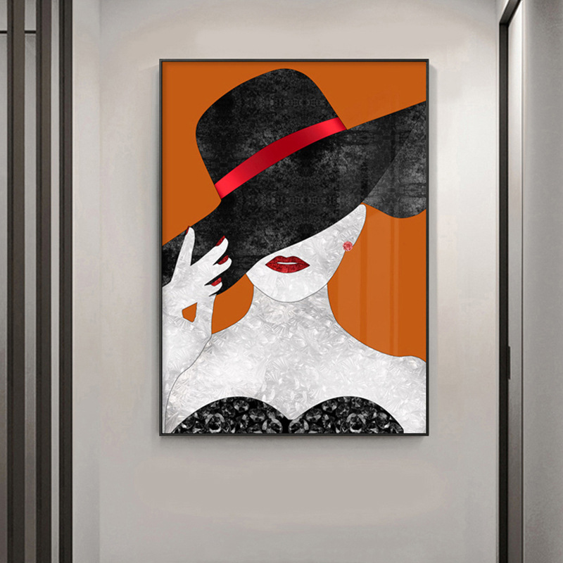 人物装饰画现代轻奢玄关背景墙挂画美容院壁画美女服装店走廊挂画