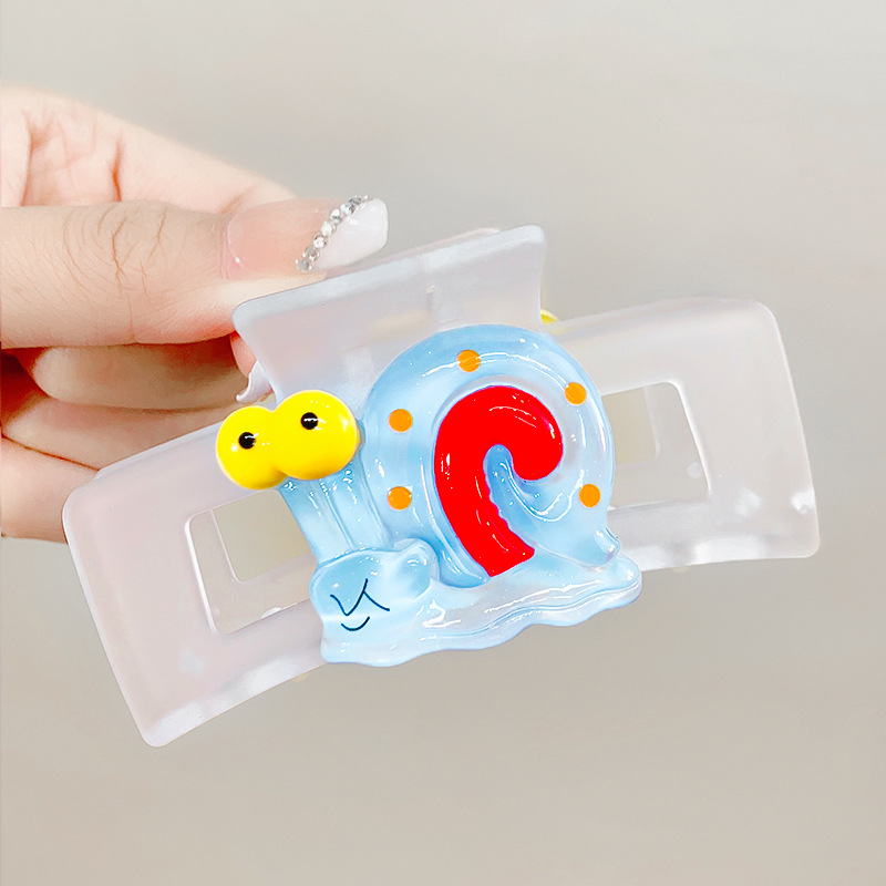 Rectangular Frosted Cartoon Sponge Baby Series Grip Shark Clip 8.5cm Back Head Hair Hoop for Braid Internet Influencer Hair Clip