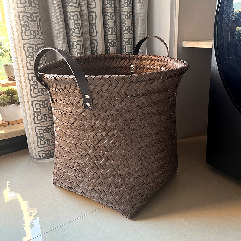 Light Luxury American-Style Rattan-like Household Dirty Clothes Storage Basket Snack Toy Bucket High-Profile Figure Woven Basket Dirty Clothes Basket