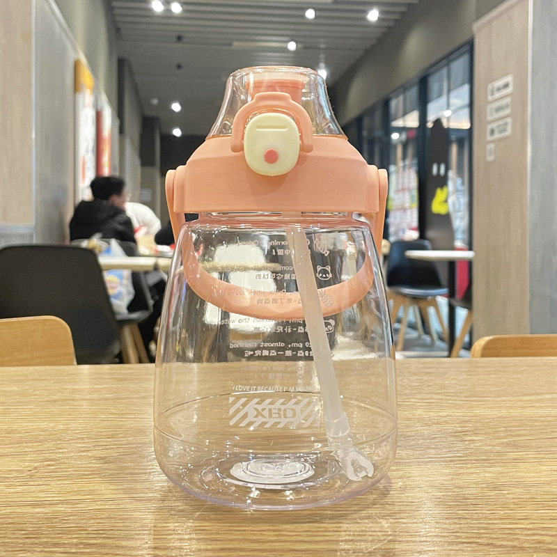 Internet Celebrity Gradient Big Belly Plastic Water Cup Outdoor Large Capacity Sports Kettle Direct Drink Handy Straw Student Good-looking