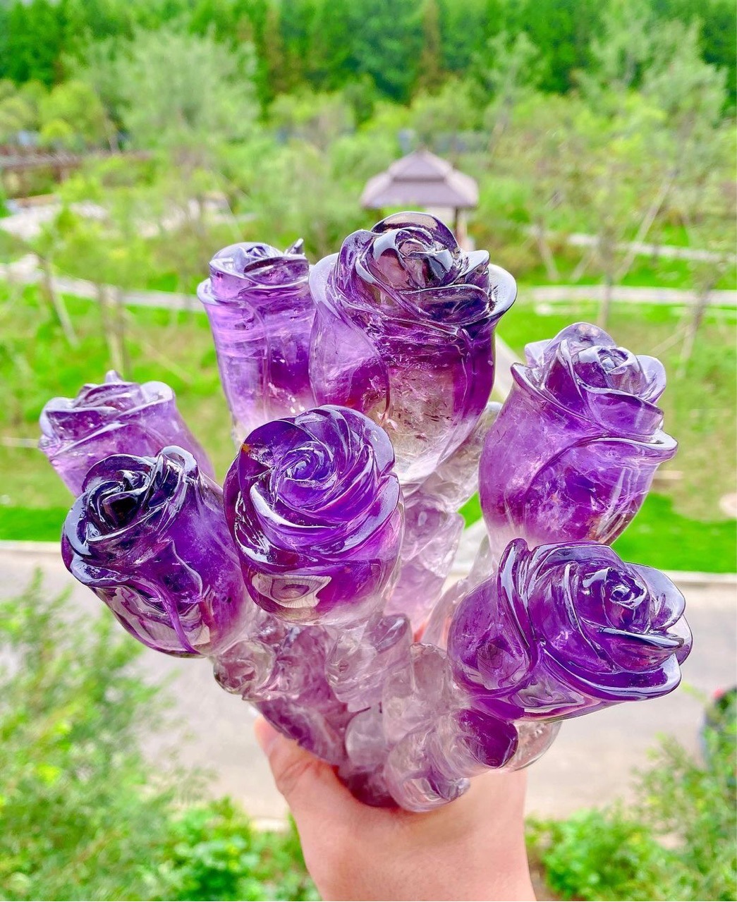 紫水晶玫瑰花摆件送女生老婆生日结婚周年纪念日礼品创意情人节