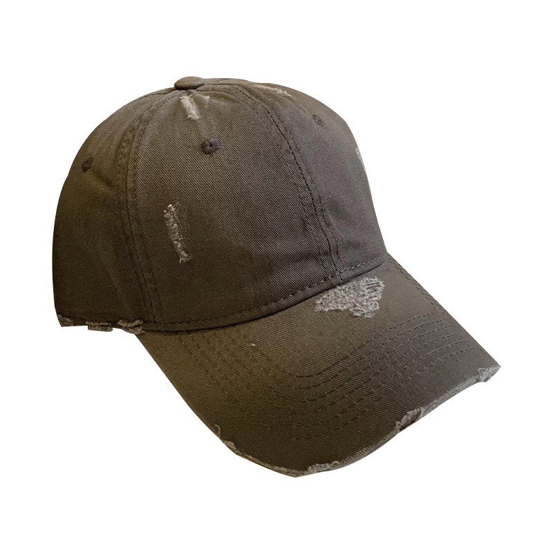 American-Style Ripped Wide Brim Peaked Cap Female Face-Looking Small plus-Sized Deepening Baseball Cap Long Brim Big Head Circumference Hat Men