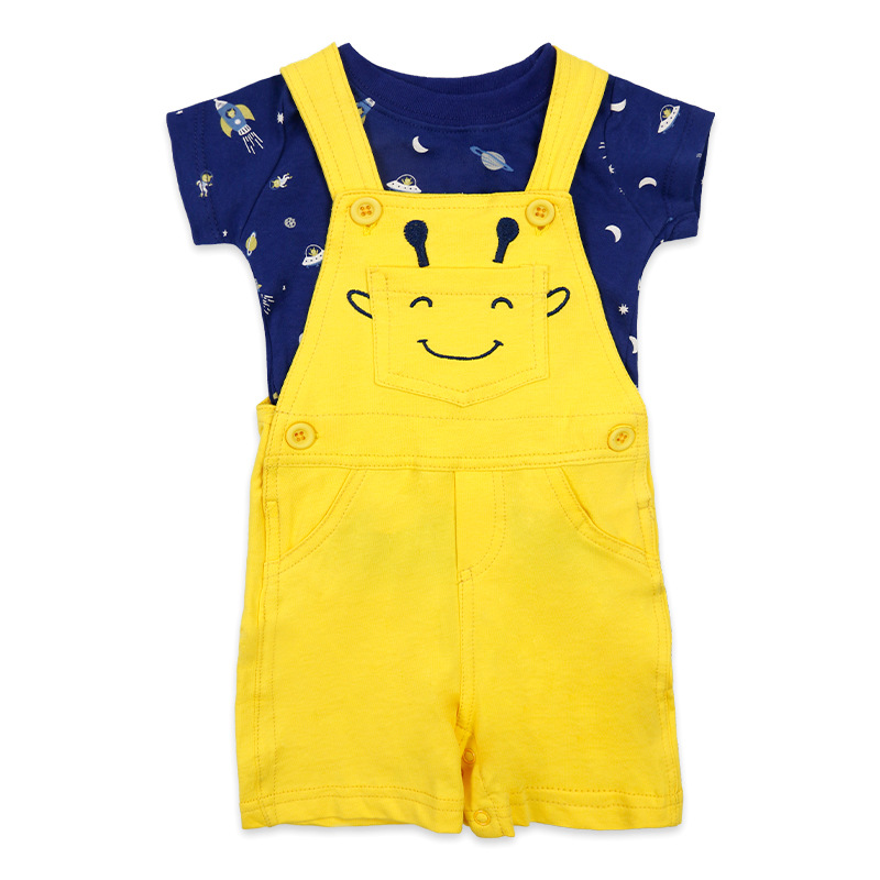 2024 factory wholesale clothes children‘s thin t-shirt suspender pants 0-3 years old two-piece suit boys and girls clothing