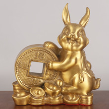 杨铜记  家居办公室铜兔子工艺品摆件厂家批发 铜兔子 铜钱兔