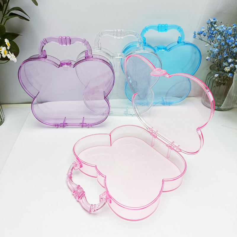 New Transparent Sweet Butterfly-Shaped Handbag Children's Handmade Diy Main Gift Set Plastic Jewelry Bag
