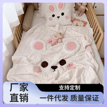 7Q56粉色兔子儿童超柔软纯棉针织夏凉被宝宝幼儿园午睡空调小