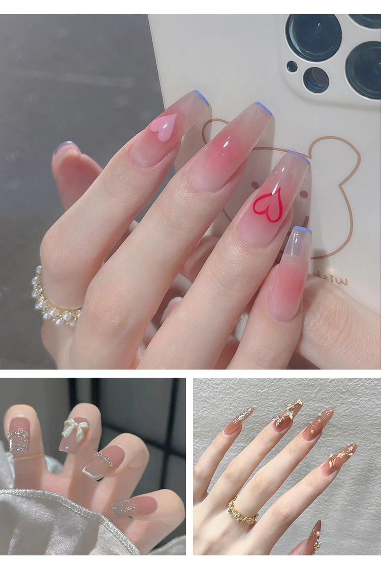 恩妮诗美甲甲片 美甲店专用指甲全半贴甲片 免刻磨超薄无痕延长甲