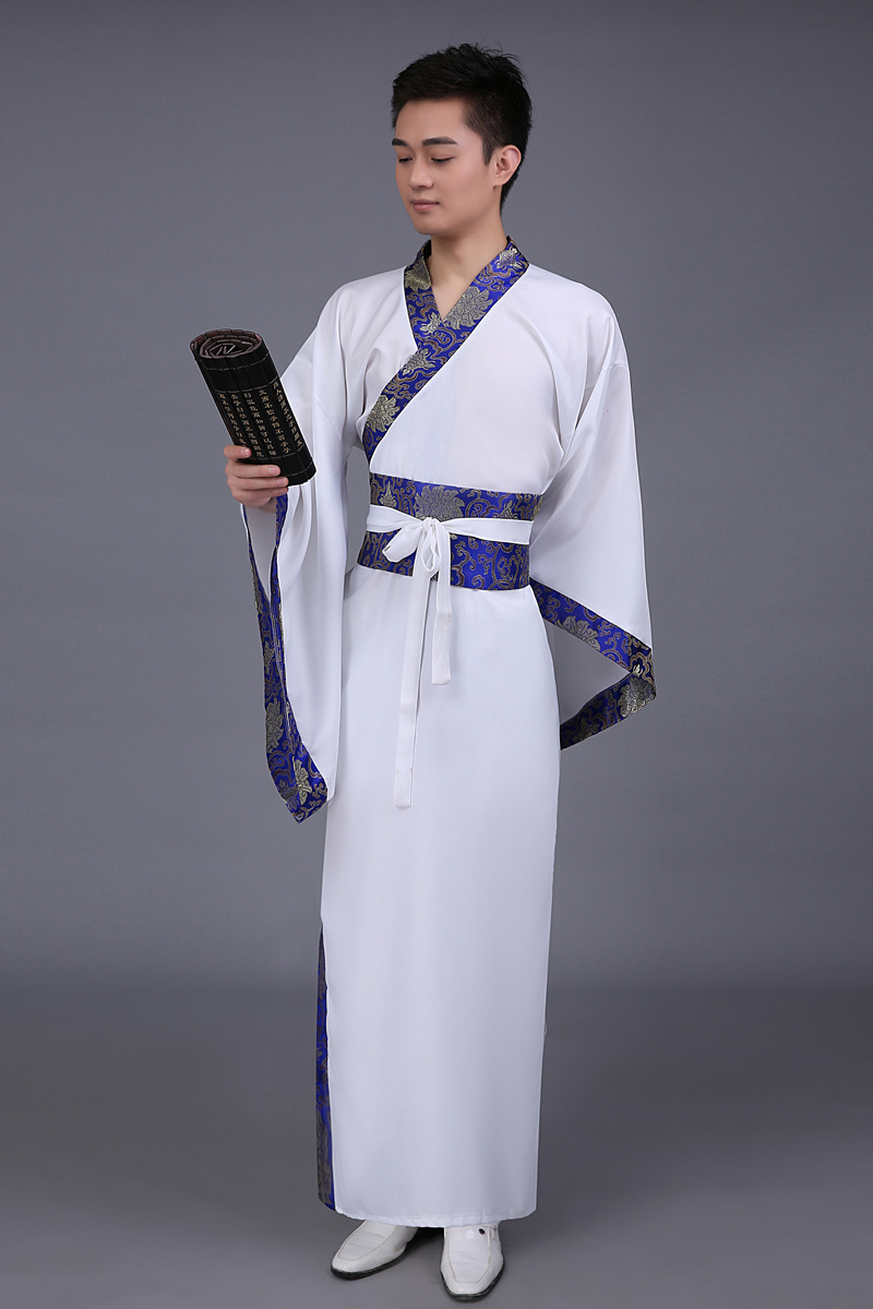 华服唐装古装古代服装汉服男男士曲裾书生 男士黑色汉服直裾深衣