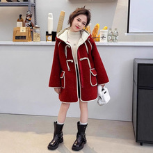 女童毛呢外套秋冬款2024新款加绒时尚毛毛衣女宝贝宽松保暖拜年服