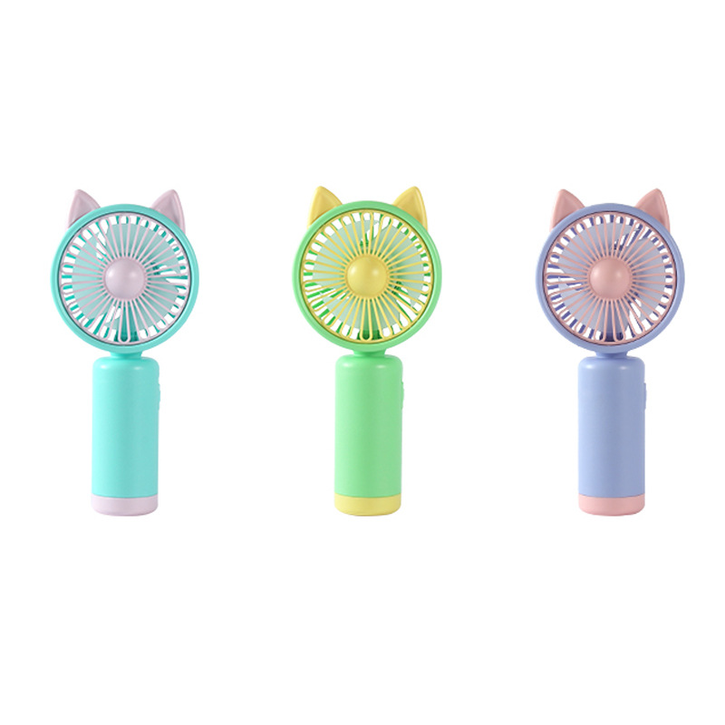 2024 New Handheld Mini Fan Cute Cartoon Usb Charging Portable Mute Small Electric Fan Gift Cross-Border