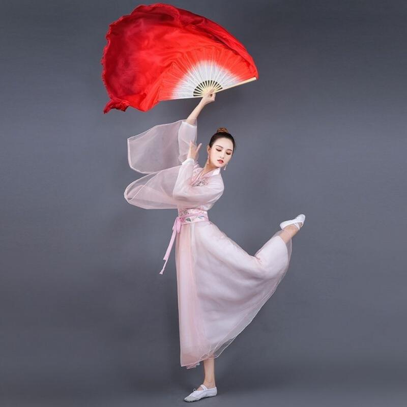 扇子舞蹈万疆原版跳舞扇双面加长渐变枣红大秧歌练习演出古典舞扇