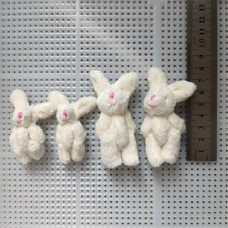6cm白色长毛小兔子裸兔装饰品帽裙子衣服手机T恤外套材料辅料配件