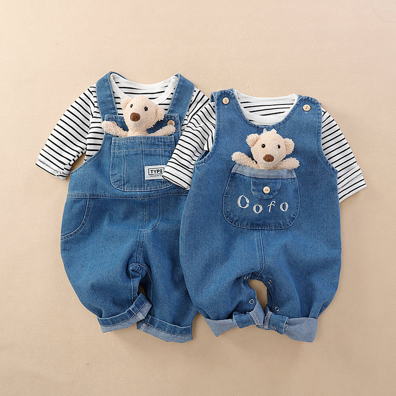 Baby Overalls Suit Spring and Autumn New Western Style Outerwear Jeans Baby Sleeveless Jumpsuit Outerwear Baby Clothes