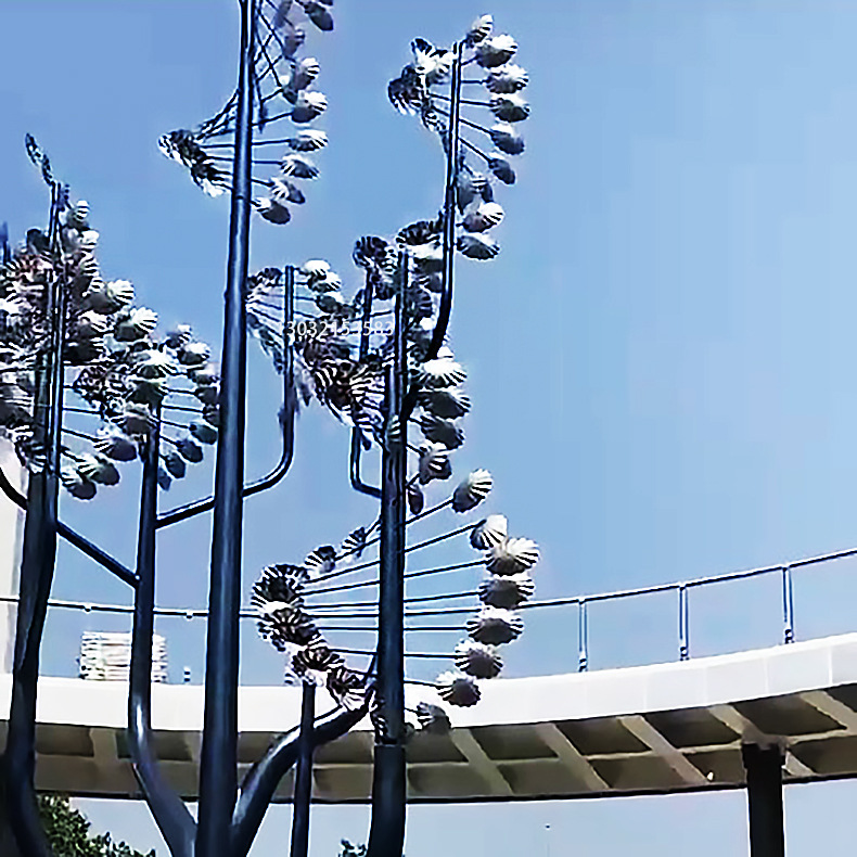 户外园林景观艺术铁艺风动雕塑摆件 无动力风能大树风动景观工程