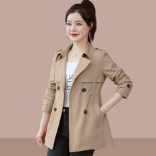 新款韩版风衣女2023年春秋洋气垂感加绒风衣女小个子收腰短款外套
