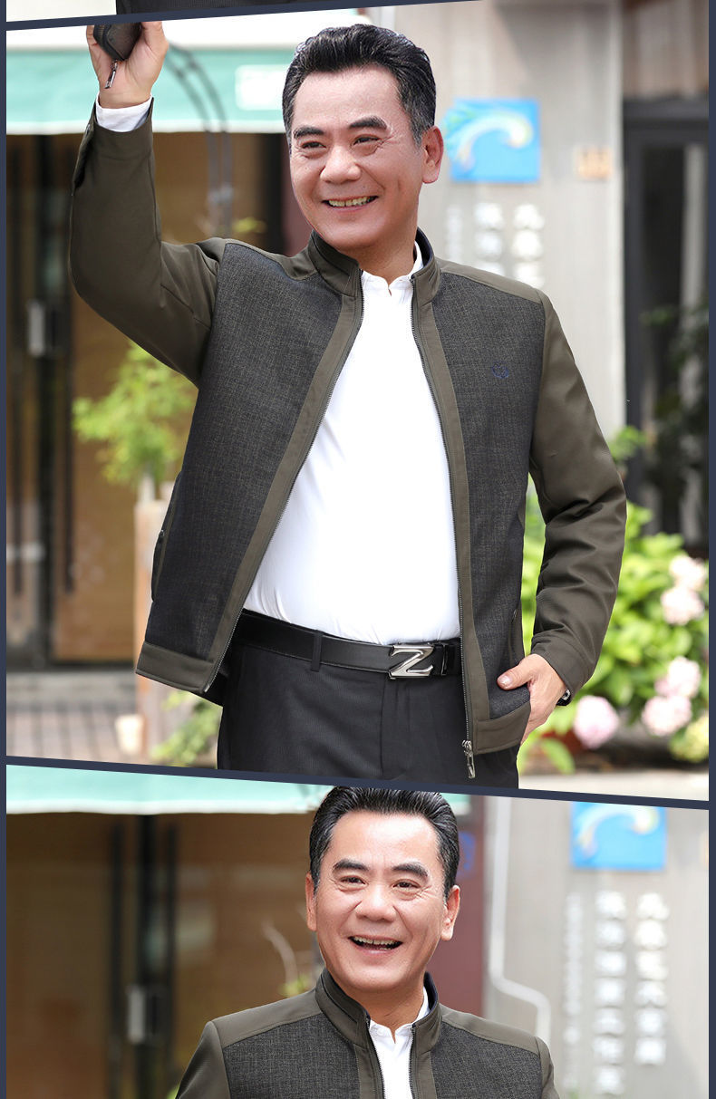 爸爸春装外套中老年人50老人60岁老爸男装70爷爷春秋季上衣服秋冬