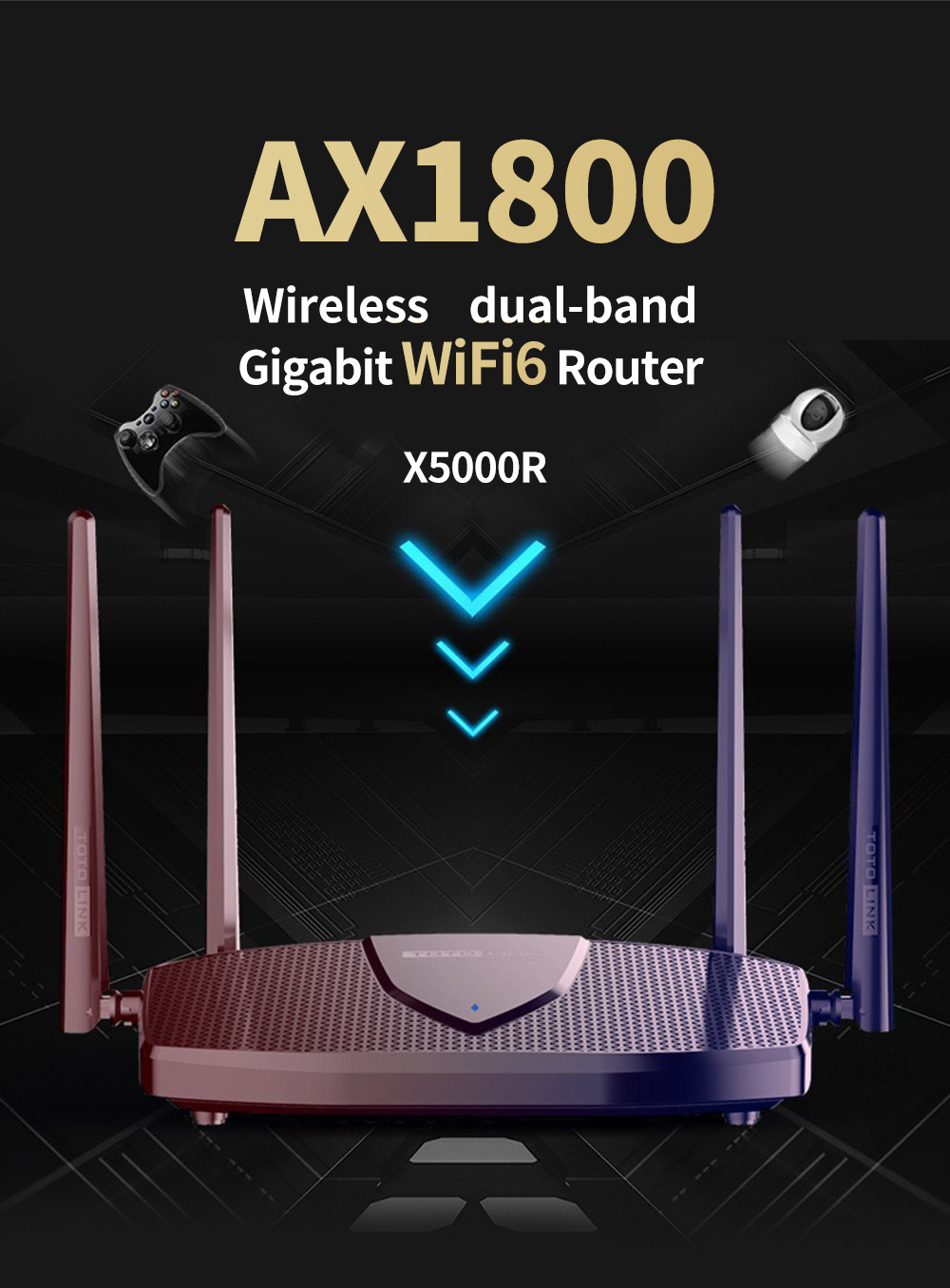 totolink无线wifi6家用ax1800英文版wireless千兆路由器router