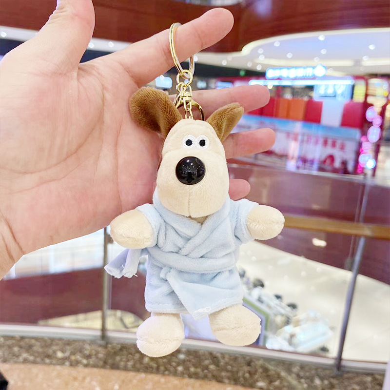 Cute Wallace and Gromit Plush Pendant Cartoon Figurine Doll Prize Claw Doll Plush Toy Key Chain Girls' Gifts