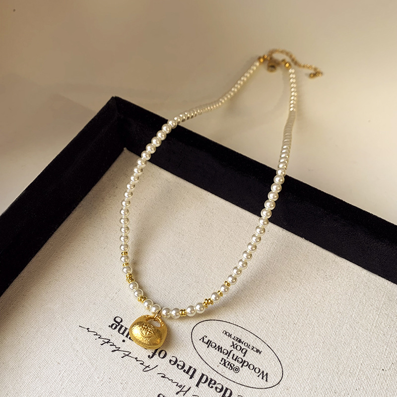 New Chinese Style Lucky Bag Beaded Pearl Necklace Dignified Sense of Design Clavicle Chain National Fashion Light Luxury High Sense Necklace Wholesale