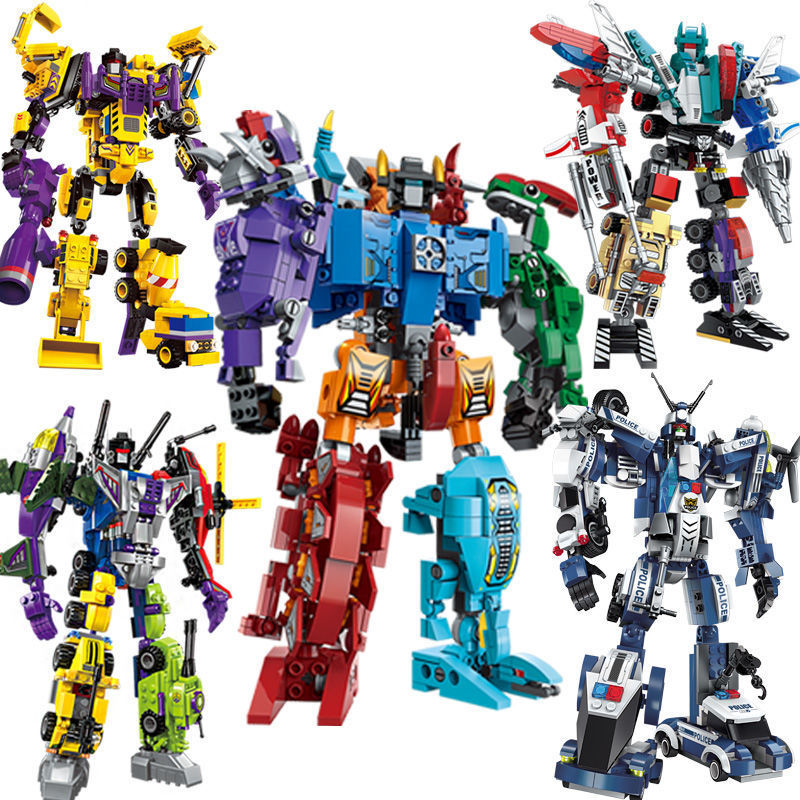 启蒙1407疾风战将毁灭者金刚战神多变合体拼装儿童积木玩具1412