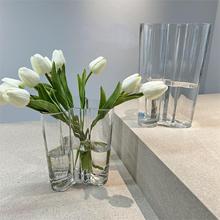 湖泊花瓶芬兰传奇湖泊手工吹制玻璃干花简约创意餐桌客厅鲜花花瓶