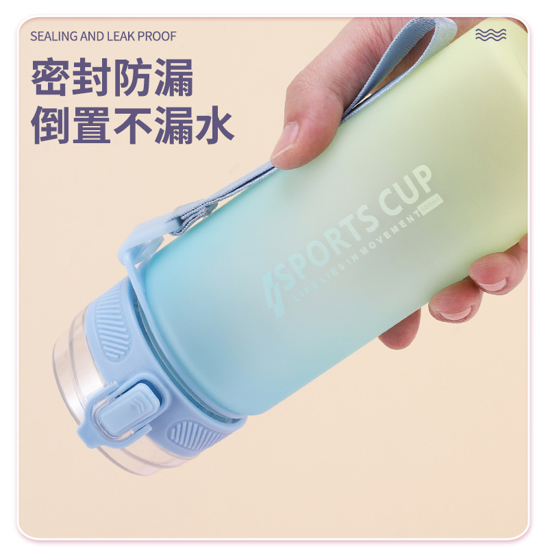 2024 New Gradient Color Large Capacity Portable Plastic Water Cup Creative Student Direct Drink Cup Men and Women Sports Cup