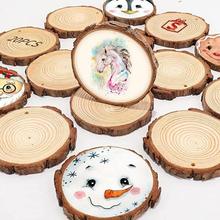 木头片圆木轮DIY手绘材料原木背景墙装饰幼儿园儿童绘画松木
