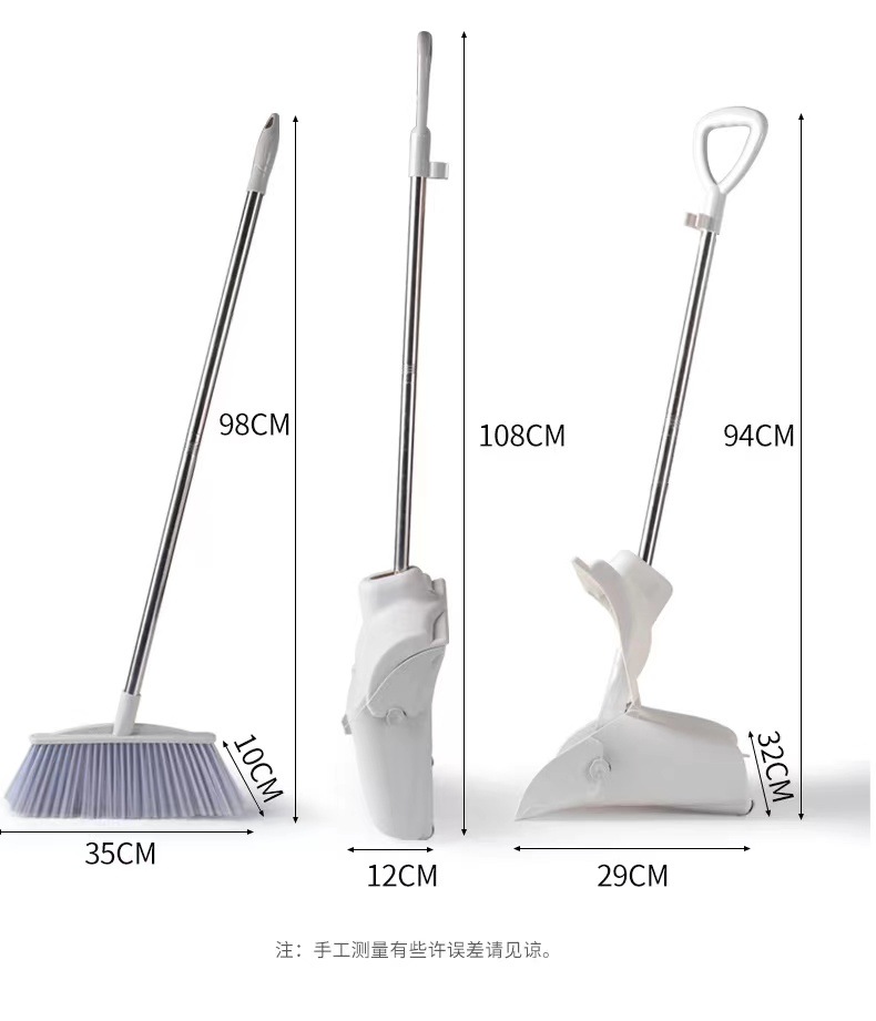 Windproof Dustpan with Broom Garbage Shovel Broom Plastic Set Hotel Commercial Foldable Combination Set with Handle