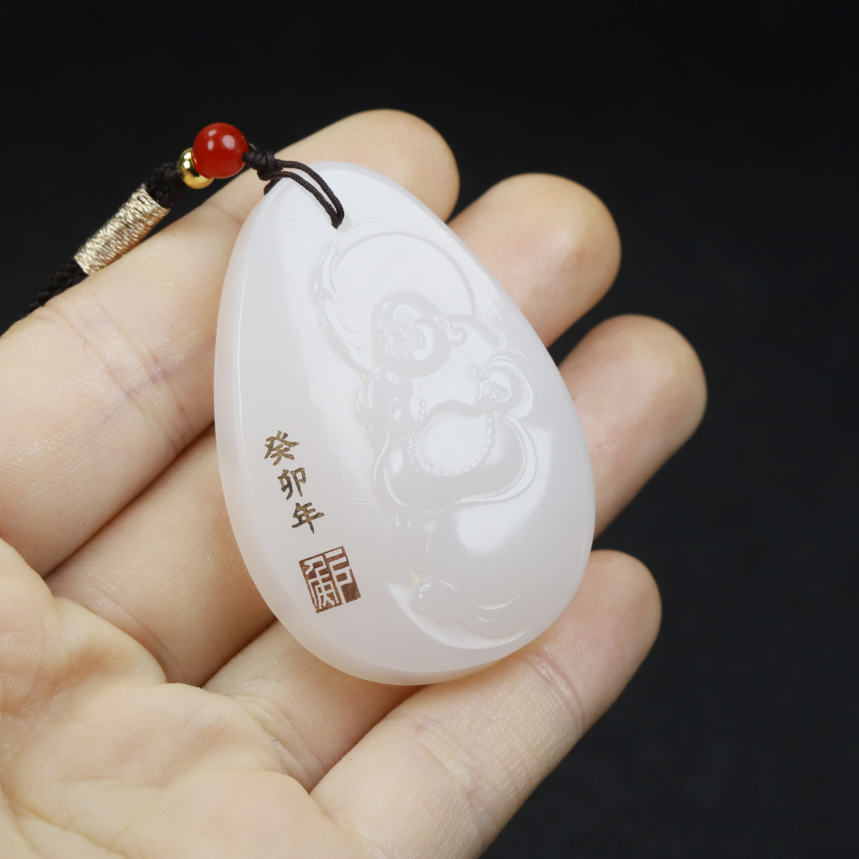 天然新疆和田玉弥勒佛项链玉石玉佩正品玉坠大肚佛小佛公玉佛笑佛