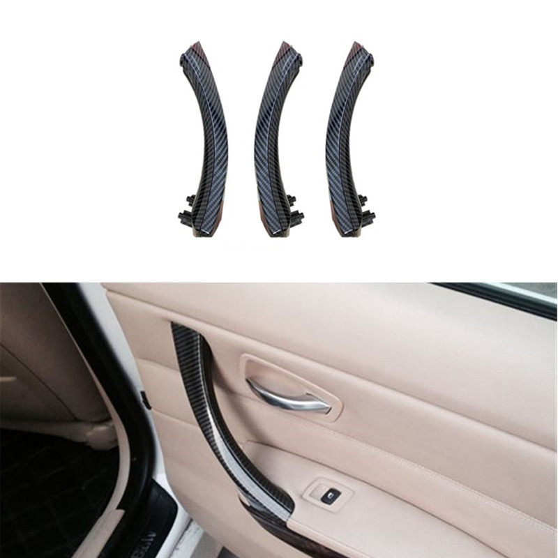 适用于 宝马3系碳纤维e90 汽车门把手 车门内拉手 碳纤纹