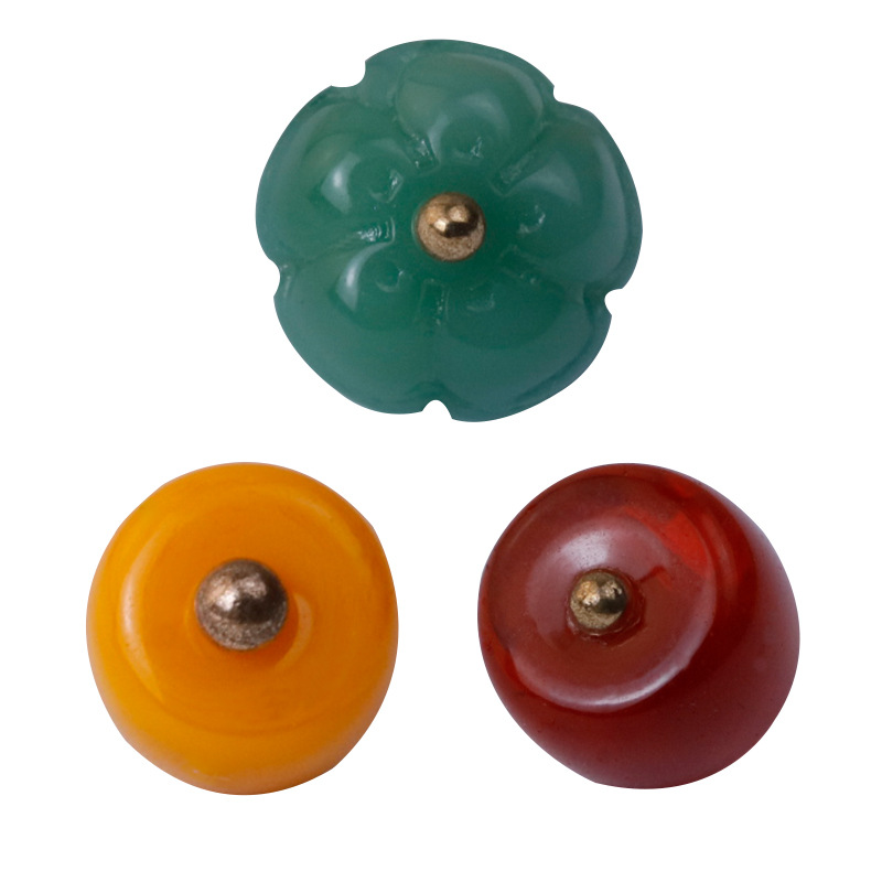 Colorful Imitation Jade High-Leg Button Glass round Button Jade Drum Retro Han Chinese Clothing Cheongsam Button Clothing Accessories