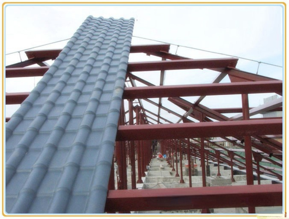 成都钢结构仿古树脂瓦屋面 合成树脂瓦雨棚